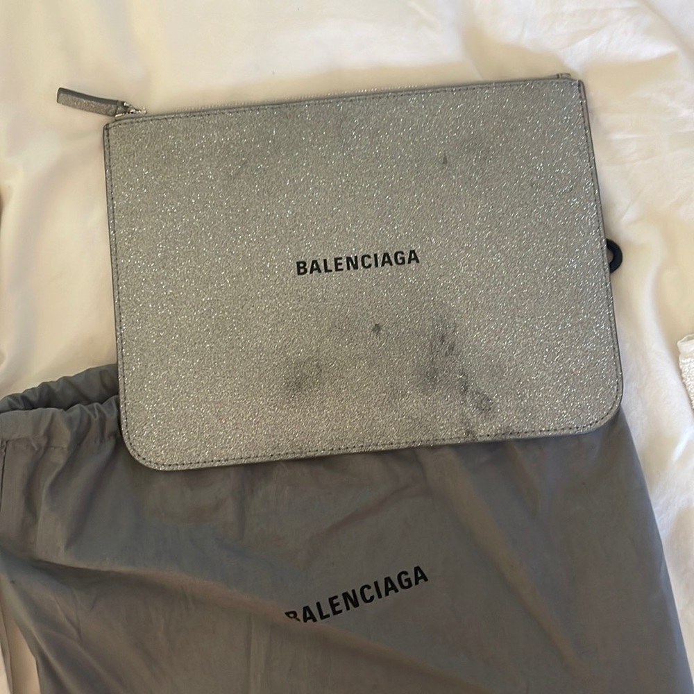 Balenciaga Everyday Medium Clutch with Zipper in Glitter